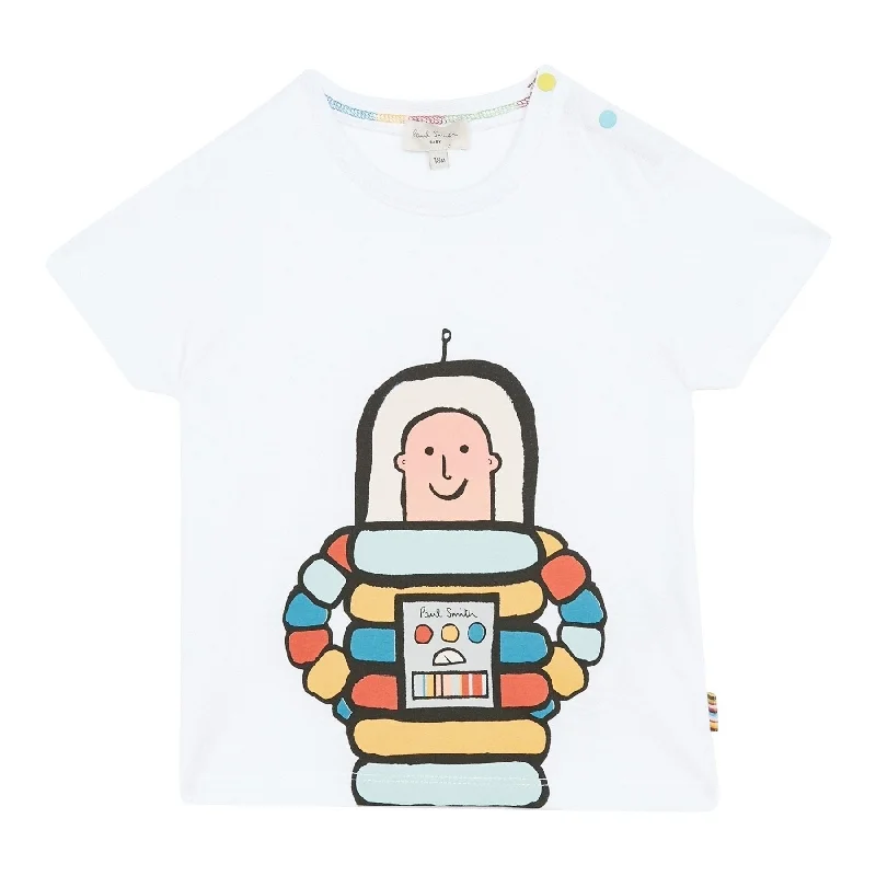 Paul Smith Junior Kids Rodrigue Astronaut Print T-Shirt in White