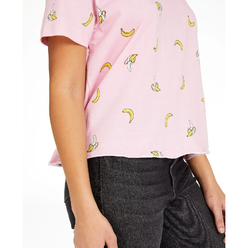 Rebellious One Junior's Bananas Graphic T-Shirt Pink Size X-Large