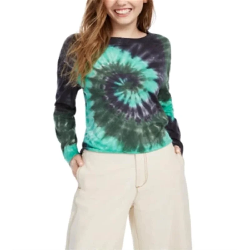 Rebellious One Juniors' Tie-Dye Printed Long-Sleeved T-Shirt Black Size Large