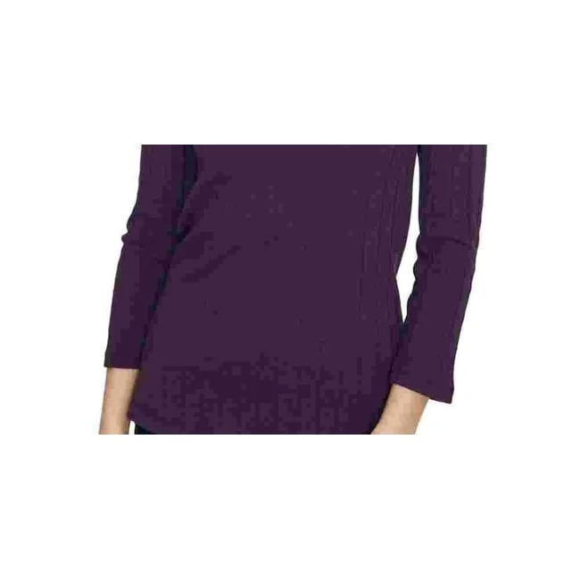 Sanctuary Women's Purple Textured 3/4 Sleeve Scoop Neck T-Shirt Top Purple Size X-Small