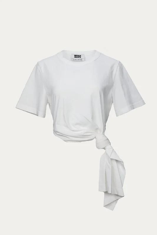 See Knotted Tie T-Shirt In White