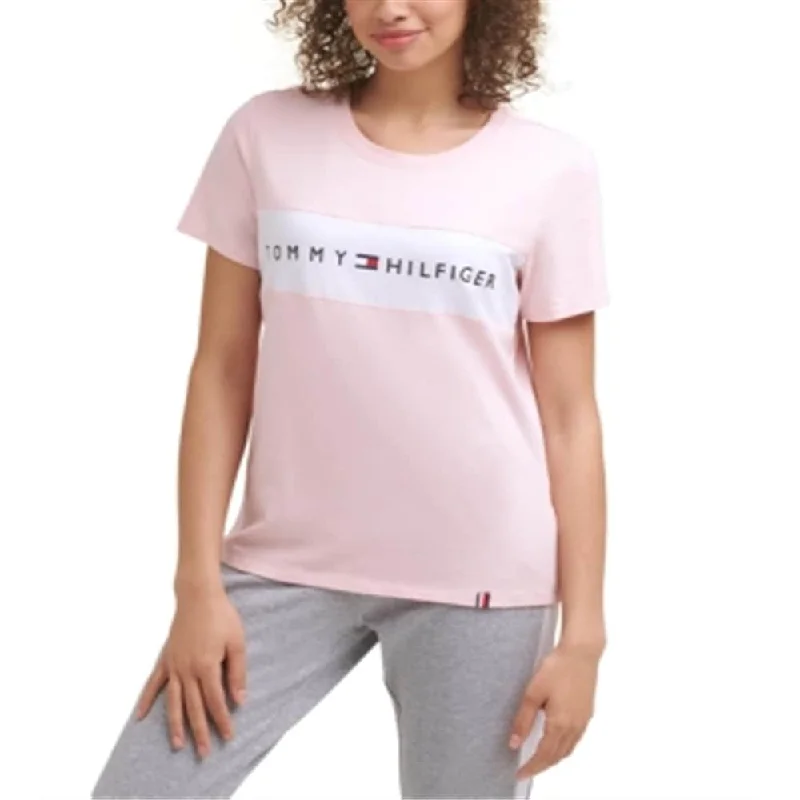 Tommy Hilfiger Women's Cotton Blend Activewear T-Shirt Pink Size XX-Large