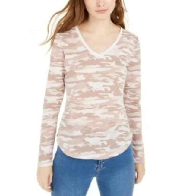 Ultra Flirt Juniors' Long-Sleeved Textured Boyfriend T-Shirt Pink Size Small