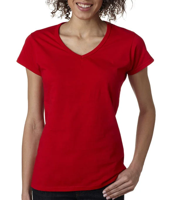 64V00L - Gildan Junior Fit Softstyle V-Neck T-Shirt | Cherry Red