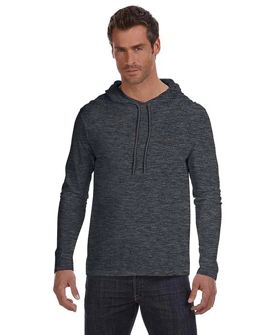 987AN - Gildan Lightweight Long Sleeve Hooded T-Shirt | Heather Dark Gray/Dark Gray