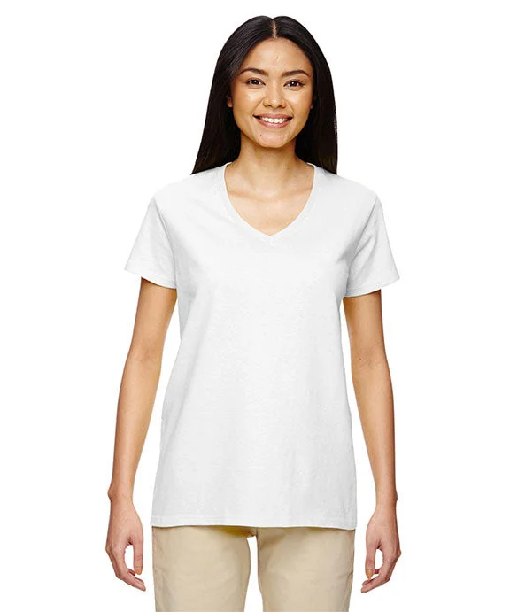 G500VL - Gildan Ladies Heavy Cotton 5.3 oz. V-Neck T-Shirt | White