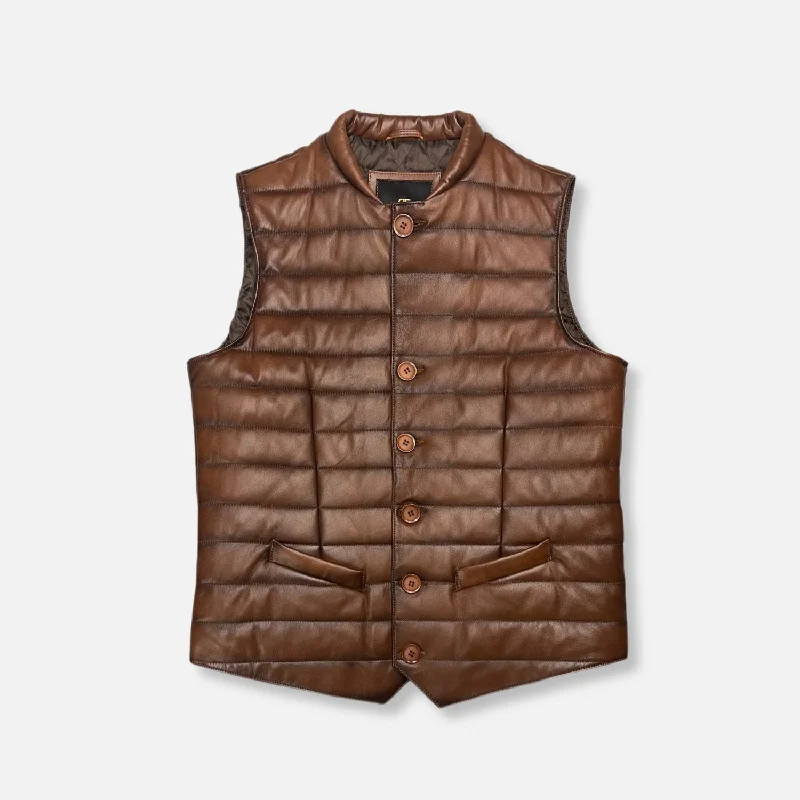 Driver Leather Puffer Vest