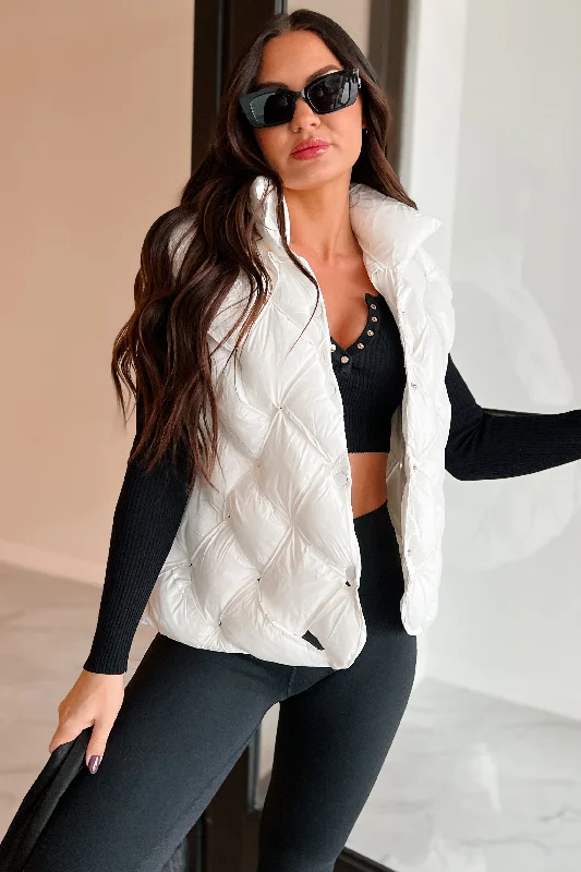 Snowball Effect Braided Puffer Vest (White)