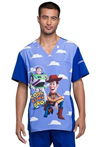 Cherokee Tooniforms TF700 Men's V-Neck Print Scrub Top