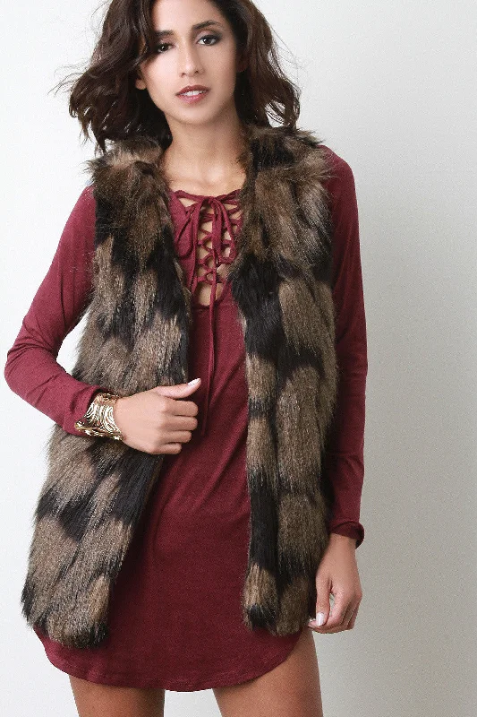 Two-Tone Faux Fur Vest