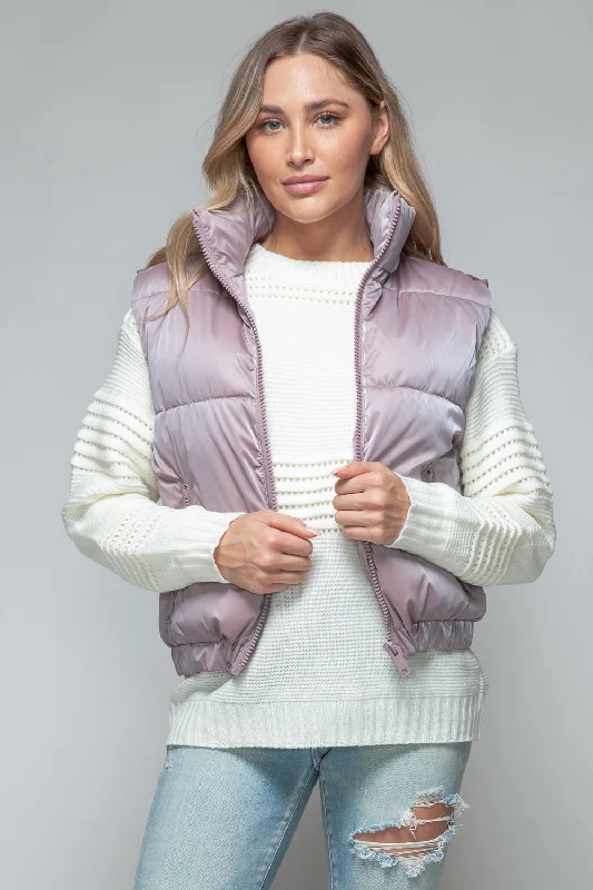 Dark Rose Fine Faux Fur Lining Quilted Vest