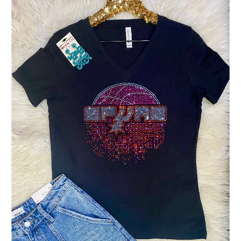 Rhinestone Spurs V Neck Tee