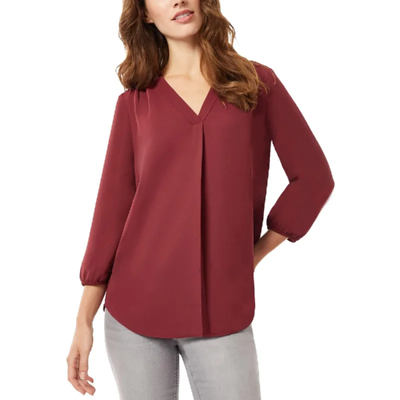 Womens Hi-Low V Neck Blouse